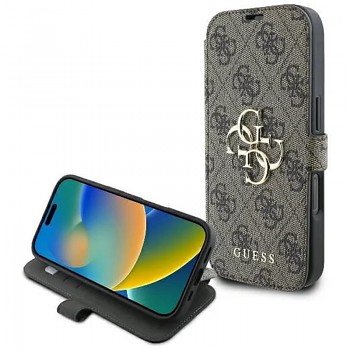 Guess Book 4G pouzdro iPhone 16 hnědé