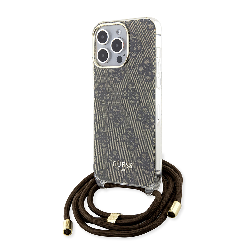 Levně Guess Crossbody Cord 4G Print GUHCP15LHC4SEW iPhone 15 Pro hnědá