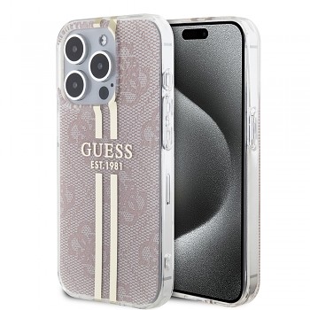 Guess Hardcase IML 4G Gold Stripe iPhone 15 Pro růžová
