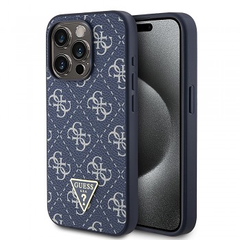 Guess Hardcase 4G Triangle Metal Logo iPhone 15 Pro Modrá