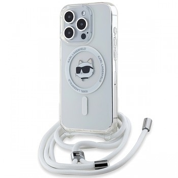 Karl Lagerfeld IML Crossbody MagSafe iPhone 15 Pro Transparentní Choupette Head&Cord