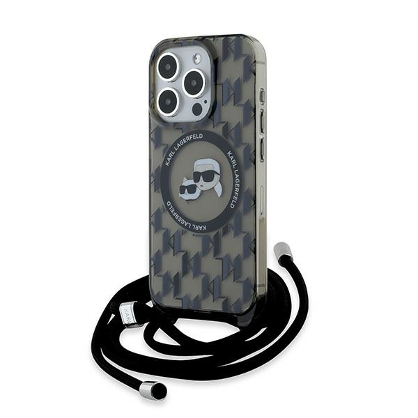 Levně Karl Lagerfeld IML Crossbody MagSafe iPhone 15 Pro Monogram Karl a Choupette Head