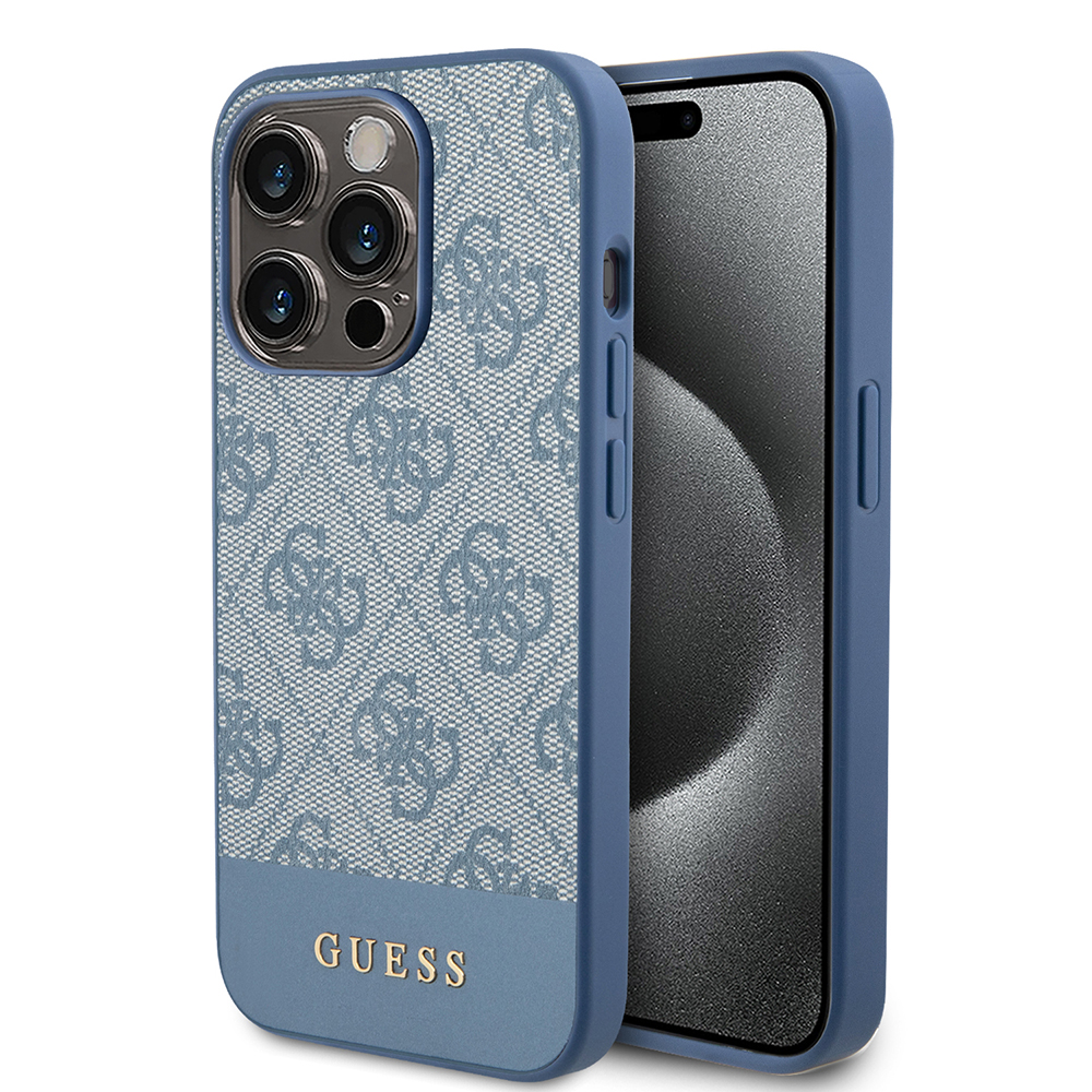 Levně Guess Hardcase 4G Stripe Collection iPhone 15 Pro Modrá