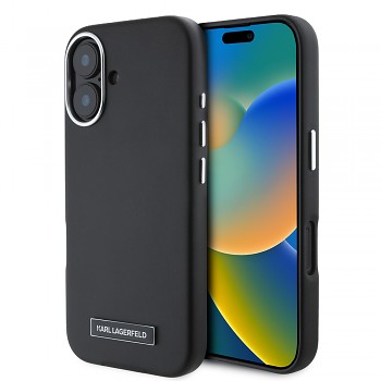 Karl Lagerfeld Leather MagSafe iPhone 16 Plus FW Metal Plate růžová