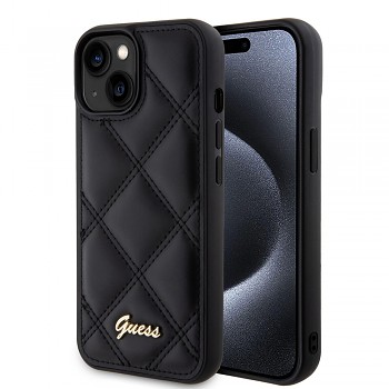 Guess Quilted Metal Logo GUHCP15SPSQSQSK iPhone 15 černá