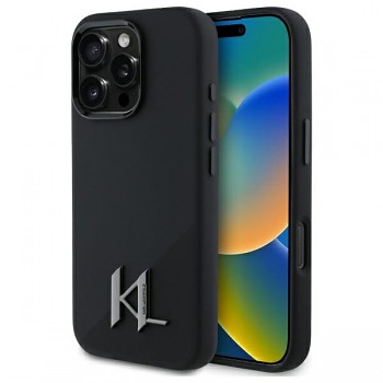 Karl Lagerfeld Silicone MagSafe iPhone 16 Pro stínově kovová iniciála