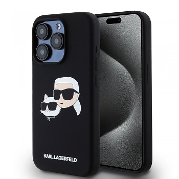 Karl Lagerfeld Silicone MagSafe iPhone 15 Pro Karl&Choupette Head růžová