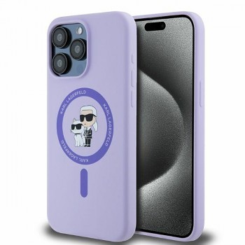 Karl Lagerfeld Silicone Ring MagSafe iPhone 15 Pro Max fialová Karl&Choupette Head