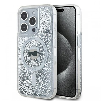 Karl Lagerfeld Liquid Glitter MagSafe iPhone 15 Pro Max průhledný Karl Head