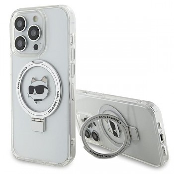 Karl Lagerfeld Hardcase Ring Stand MagSafe iPhone 15 Pro Max bílá Choupette Head