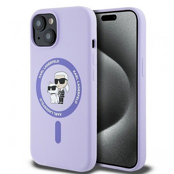 Karl Lagerfeld Silicone Ring MagSafe iPhone 15 fialová Karl&Choupette Heads