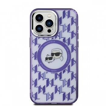 Karl Lagerfeld IML MagSafe iPhone 15 Fialový Monogram Karl&Choupette Head