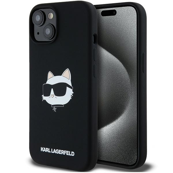 Levně Karl Lagerfeld Silicone MagSafe iPhone 15 Plus Choupette Head fialová