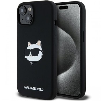 Karl Lagerfeld Silicone MagSafe iPhone 15 Plus Choupette Head fialová