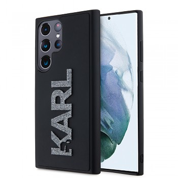 Karl Lagerfeld 3D Design Samsung Galaxy S23 Ultra černé třpytivé logo