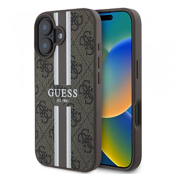 Guess Hardcase 4G Printed Stripes MagSafe iPhone 16 Plus hnědý