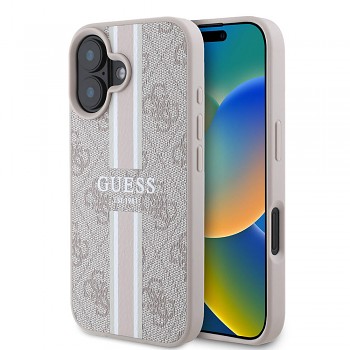 Guess Hardcase 4G Printed Stripes MagSafe iPhone 16 Plus růžová