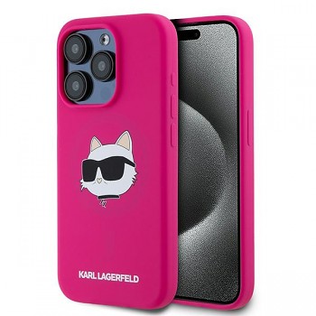 Karl Lagerfeld Silicone MagSafe iPhone 15 Pro Max Fuchsiová Choupette Head