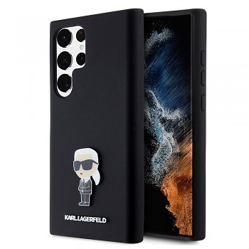 Karl Lagerfeld Silicone Samsung Galaxy S23 Ultra Ikonik Metal Pin růžová