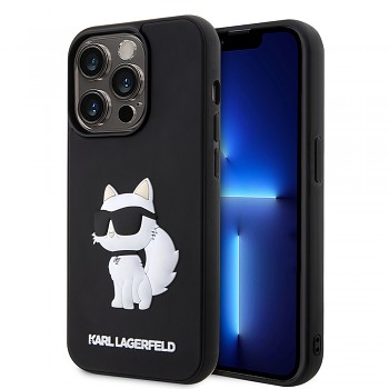 Karl Lagerfeld 3D Design iPhone 14 Pro Max gumový Choupette černý