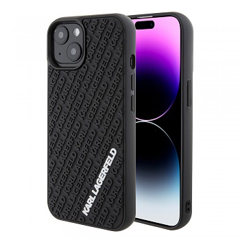 Karl Lagerfeld 3D Design iPhone 15 gumový kryt s více logy
