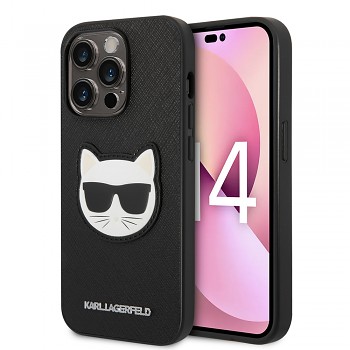 Karl Lagerfeld Saffiano pouzdro iPhone 14 Pro Choupette Head černé