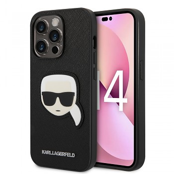 Karl Lagerfeld Saffiano pouzdro iPhone 14 Pro Karlova hlava khaki