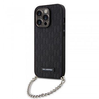 Karl Lagerfeld Saffiano Monogram Chain pro iPhone 14 Pro černá