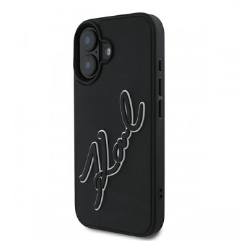 Karl Lagerfeld 3D Design iPhone 16 gumový kryt černý Signature