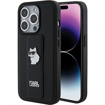 Karl Lagerfeld Saffiano Gripstand iPhone 15 Pro Max Choupette růžová