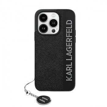 Karl Lagerfeld Saffiano Rhinestones&Charm pro iPhone 15 Pro Max černý