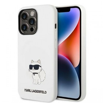 Karl Lagerfeld Silicone pouzdro iPhone 14 Pro bílá Choupette