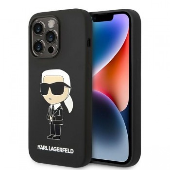 Karl Lagerfeld Silicone pouzdro iPhone 14 Pro Ikonik černé