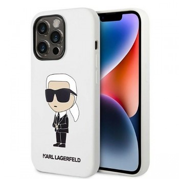 Karl Lagerfeld Silicone pouzdro iPhone 14 Pro bílá Ikonik