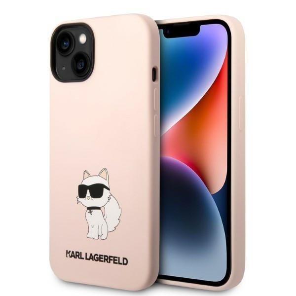 Levně Karl Lagerfeld Silicone pouzdro iPhone 14 Plus růžová Choupette