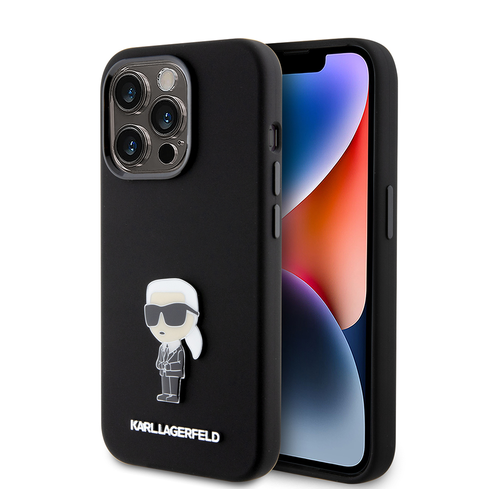 Levně Karl Lagerfeld Silicone iPhone 15 Pro Ikonik růžový