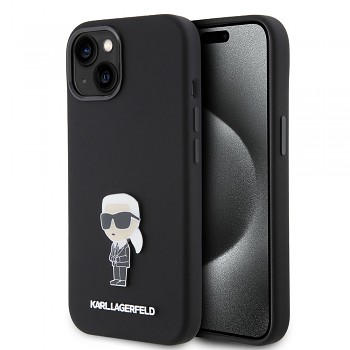 Karl Lagerfeld Silicone iPhone 15 Ikonik Metal Pin růžová