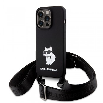 Karl Lagerfeld Silicone Crossbody iPhone 15 Pro Max Ikonik černá