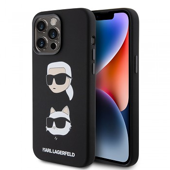 Karl Lagerfeld Silicone pouzdro iPhone 15 Pro Max Karl&Choupette Head černé