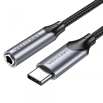 Vention Headphone Jack Adapter BGMHF Type to Jack 3.5mm s DAC 1m šedý