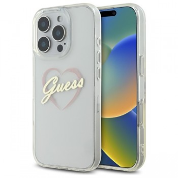 Guess Hardcase IML Heart iPhone 16 Pro průhledný