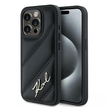 Karl Lagerfeld Diagonal Quilted Script pro iPhone 14 Pro černá
