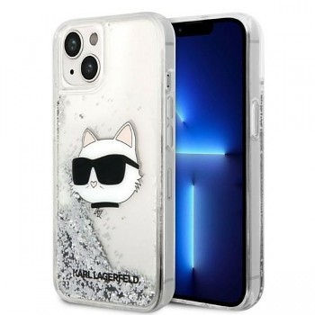 Karl Lagerfeld Hardcase Glitter iPhone 14 Plus Stříbrná Choupette Head