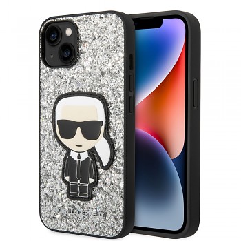 Karl Lagerfeld Hardcase Glitter iPhone 14 Stříbrné Flitry Ikonik