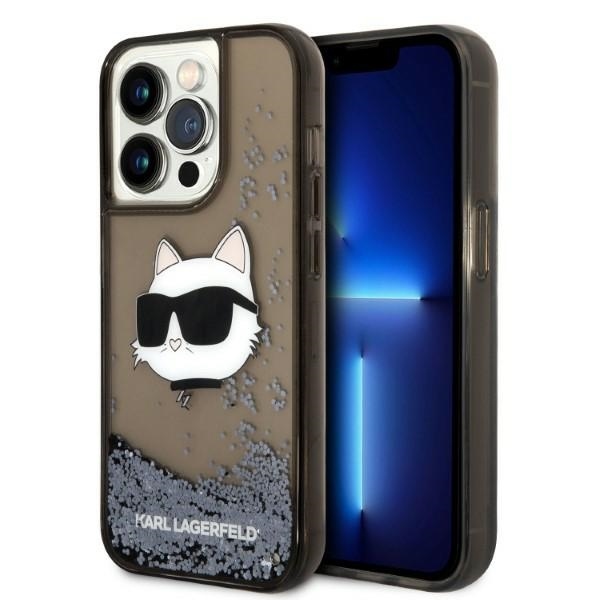 Karl Lagerfeld Hardcase Glitter iPhone 14 Pro Max Choupette Head černá