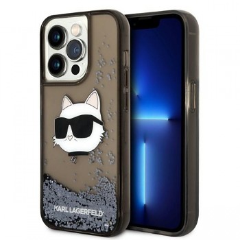 Karl Lagerfeld Hardcase Glitter iPhone 14 Pro Max Choupette Head černá