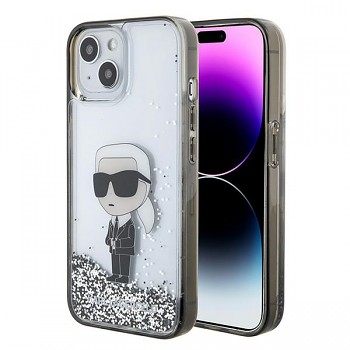 Karl Lagerfeld Hardcase Liquid Glitter iPhone 15 Transparentní Ikonik