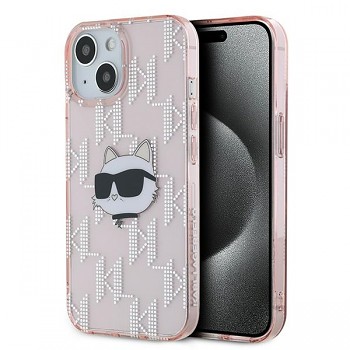 Karl Lagerfeld IML Luxury iPhone 15 růžová Choupette Head&Monogram