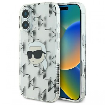Karl Lagerfeld IML Luxury Electroplated iPhone 16 průhledný Karl Head