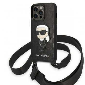 Karl Lagerfeld Hardcase Monogram iPhone 14 Pro Ikonik Patch černá